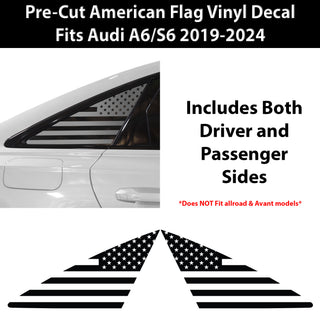 Quarter Window American Flag Vinyl Decal Stickers Fits Audi A6 S6 2019-2024