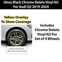 Vinyl Chrome Delete Blackout Decal Stickers Overlay Film Fits Audi Q3 2019-2024