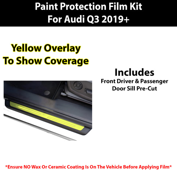 Fits Audi Q3 2019+ Precut Door Sill Premium Paint Protection Film PPF Decal Film Kit Cover, Gloss Black Carbon Fiber