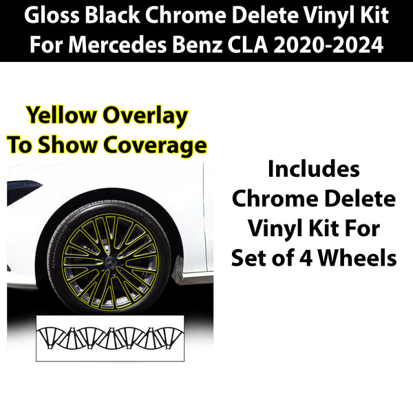 Vinyl Chrome Delete Blackout Decal Stickers Overlay Film Fits Mercedes Benz CLA 200 250 2020-2024