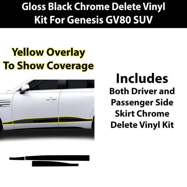 Genesis GV80 SUV Blackout Chrome Delete Kit – Precut Gloss Black Vinyl Overlays Film