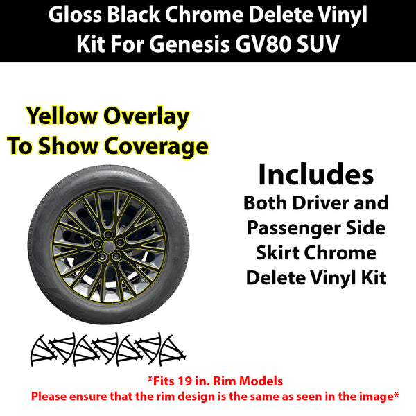 Genesis GV80 SUV Blackout Chrome Delete Kit – Precut Gloss Black Vinyl Overlays Film