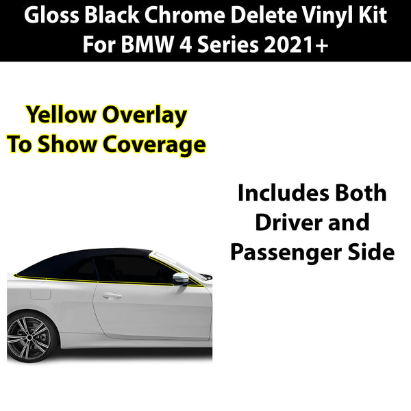 Vinyl Chrome Delete Blackout Decal Stickers Overlay Film Fits BMW 4 Series Convertible 2021+