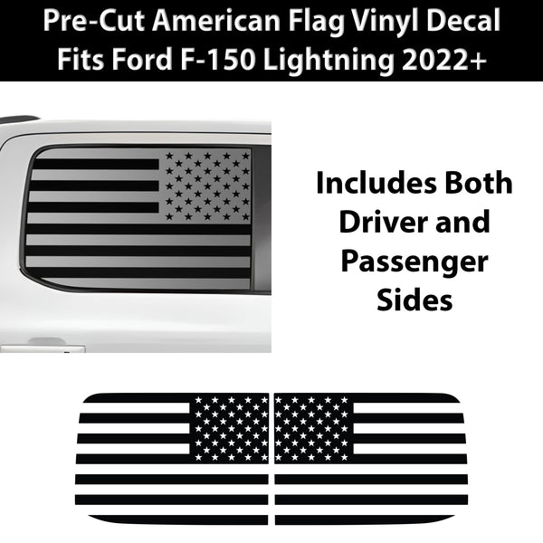 American Flag Rear Side Window Windshield Vinyl Decal Stickers Fits Ford F-150 F150 Lightning 2022+