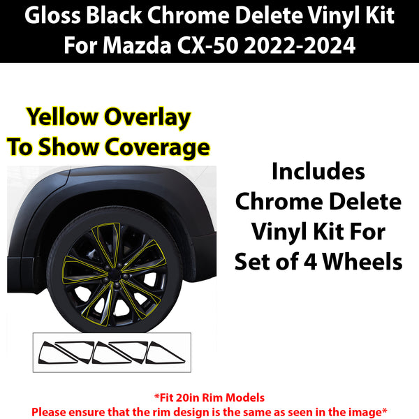 Vinyl Chrome Delete Blackout Decal Stickers Overlay Film Fits Mazda Cx-50 2022+