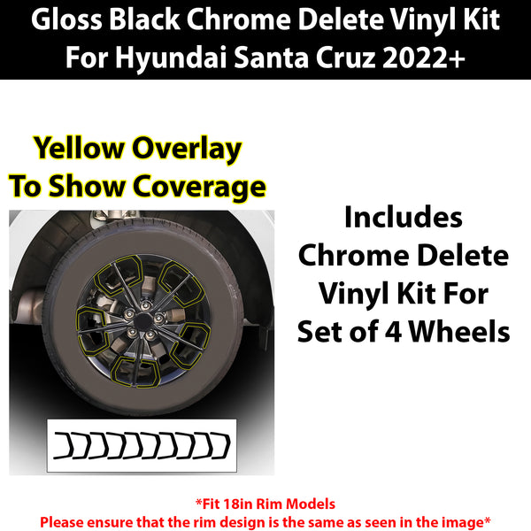 Vinyl Chrome Delete Blackout Decal Stickers Overlay Film Fits Hyundai Santa Cruz 2022+