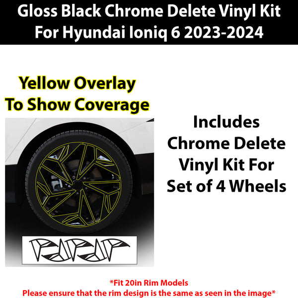 Vinyl Chrome Delete Blackout Decal Stickers Overlay Film Fits Hyundai Ioniq 6 2023+