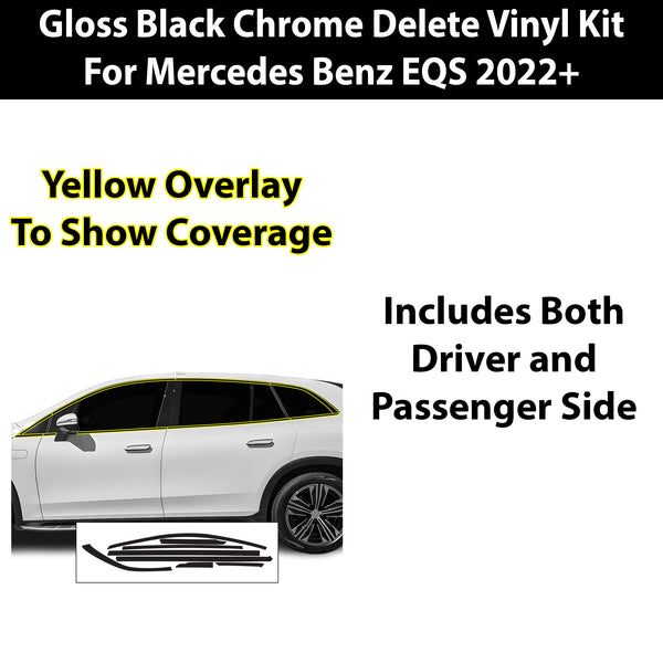 Vinyl Chrome Delete Blackout Decal Stickers Overlay Film Fits Mercedes Benz EQS SUV 2022+