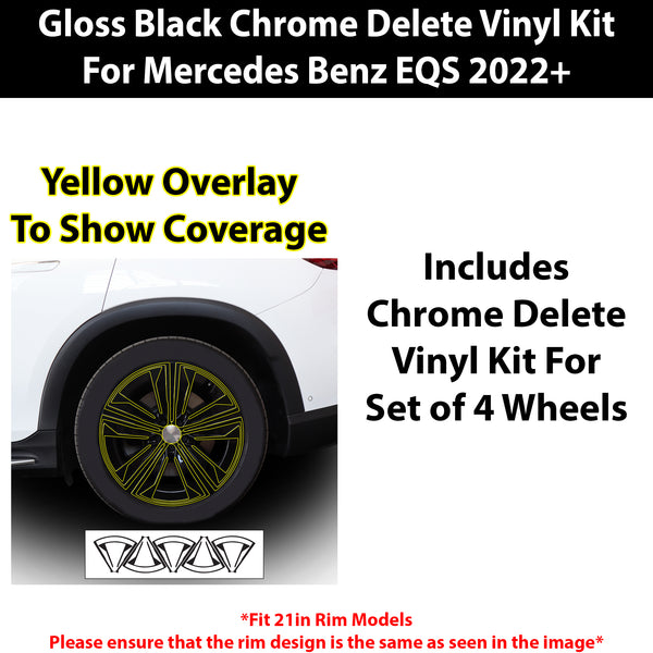 Vinyl Chrome Delete Blackout Decal Stickers Overlay Film Fits Mercedes Benz EQS SUV 2022+