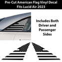 Fits Lucid Air 2023+ Quarter Window American Flag Vinyl Decal Stickers