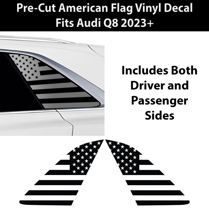 Quarter Window American Flag Vinyl Decal Stickers Fits Audi Q8 2023 - 2025 - Bogar Tech Designs