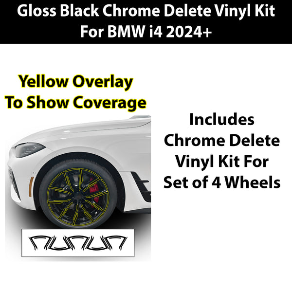 Vinyl Chrome Delete Blackout Decal Stickers Overlay Film Fits BMW i4 2022+