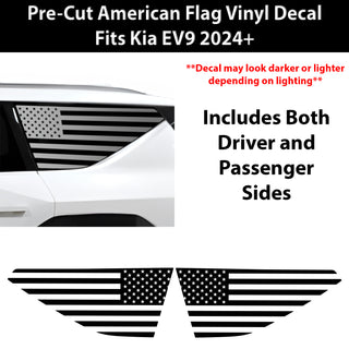 Fits KIA EV9 2024+ Quarter Window American Flag Vinyl Decal Stickers