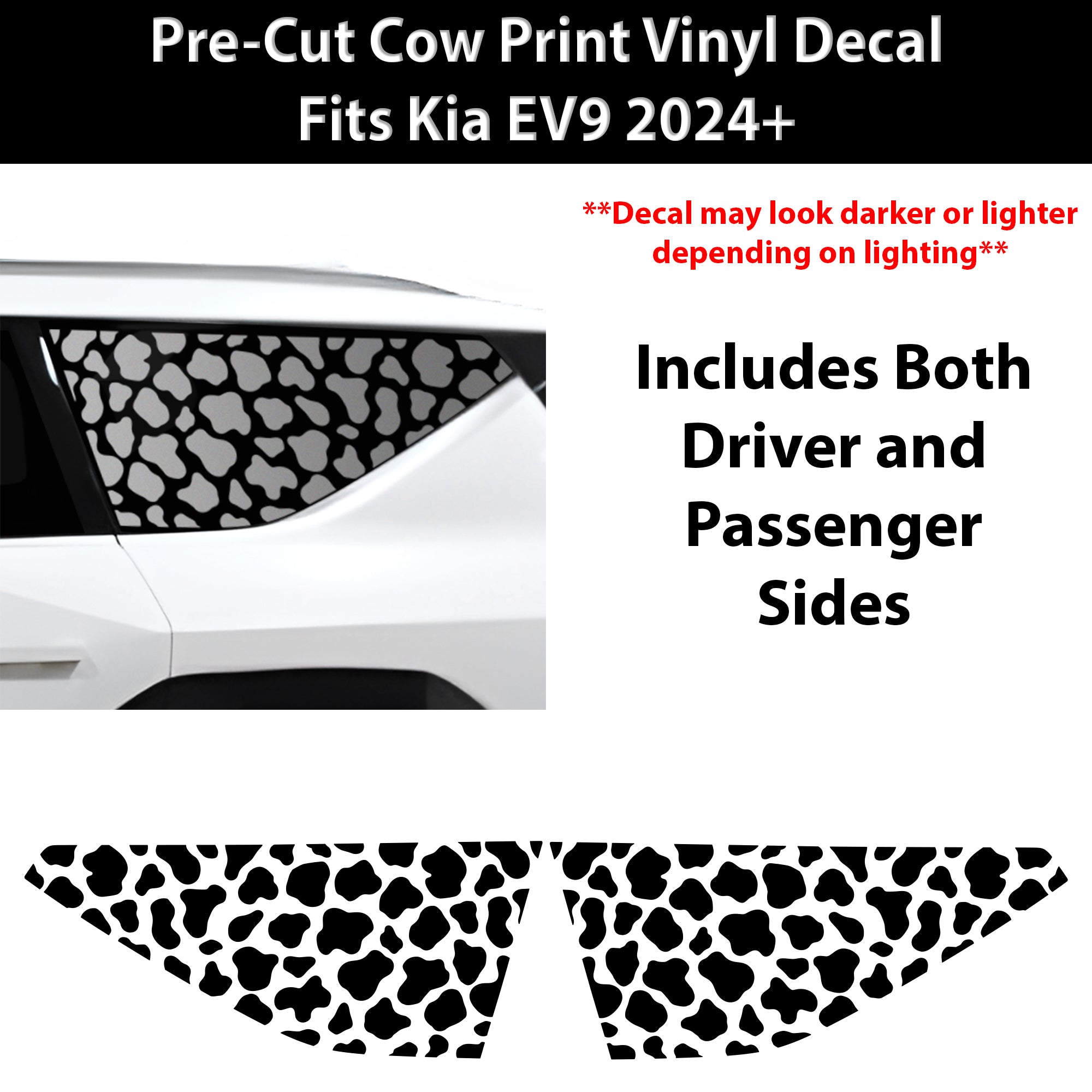 Fits KIA EV9 2024+ Animal Leopard Cheetah Cow Window Vinyl Decal Stickers - Bogar Tech Designs