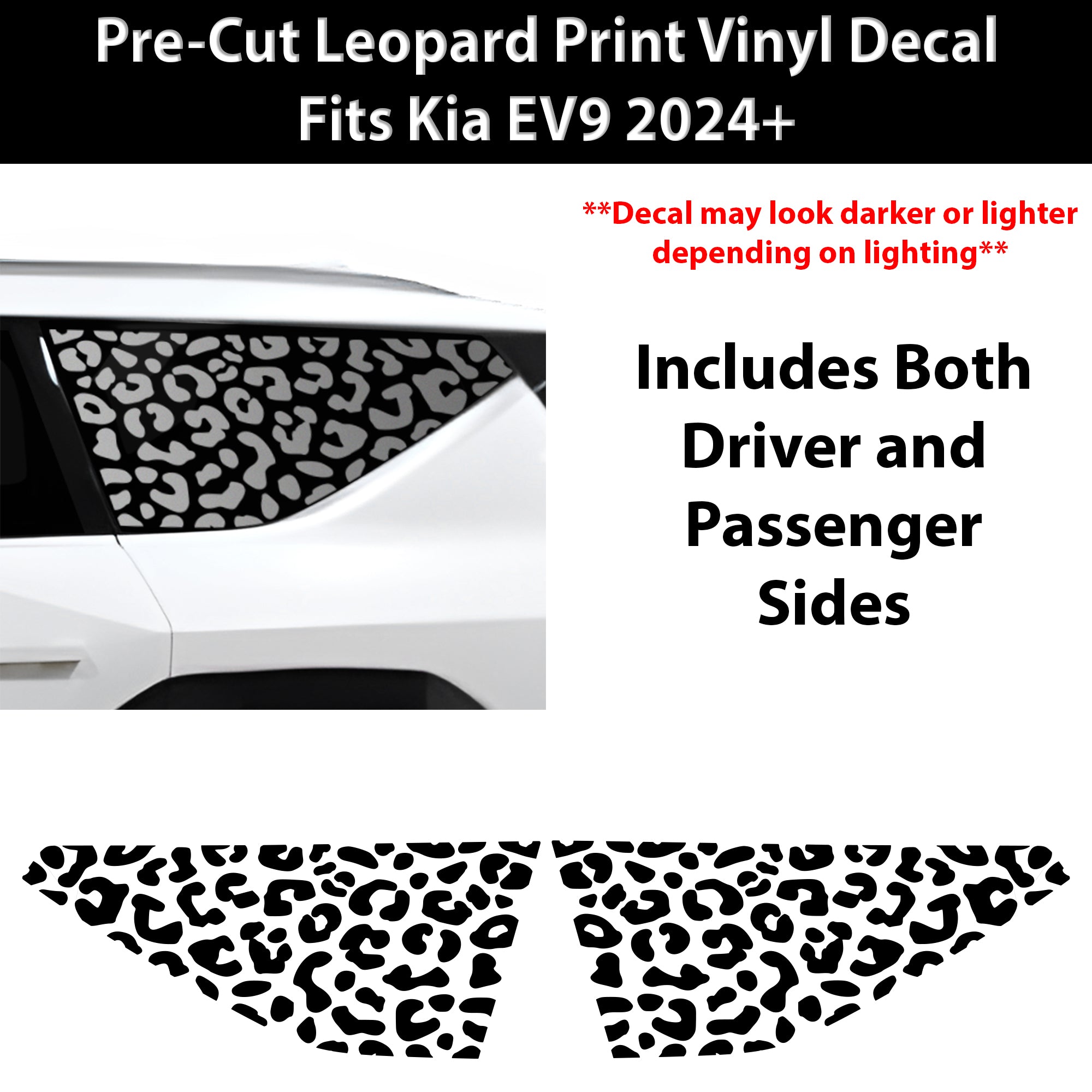 Fits KIA EV9 2024+ Animal Leopard Cheetah Cow Window Vinyl Decal Stickers - Bogar Tech Designs