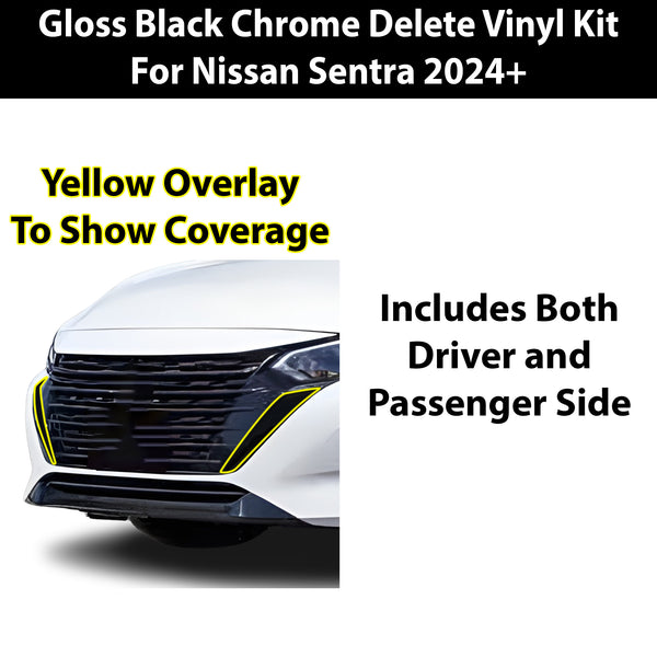 Vinyl Chrome Delete Blackout Decal Stickers Overlay Film Fits Nissan Sentra 2020-2024