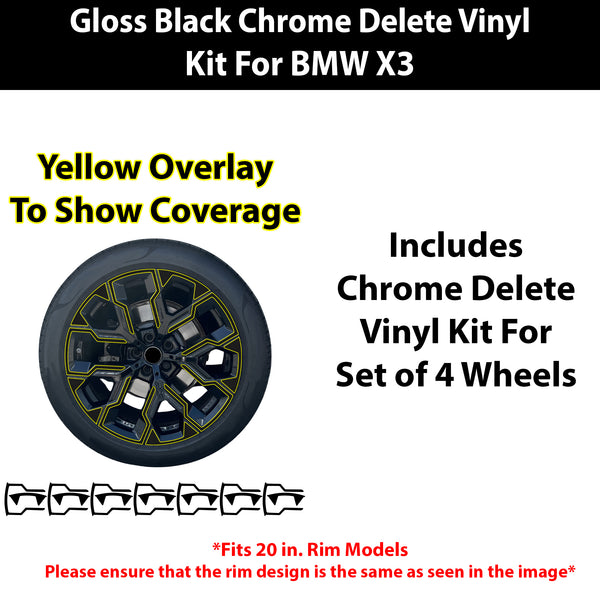 BMW X3 2025-2026 Blackout Chrome Delete Kit – Precut Gloss Black Vinyl Overlays Film