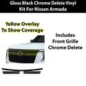 Nissan Armada 2025-2026 Blackout Chrome Delete Kit – Precut Gloss Black Vinyl Overlays Film
