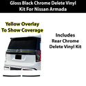 Nissan Armada 2025-2026 Blackout Chrome Delete Kit – Precut Gloss Black Vinyl Overlays Film