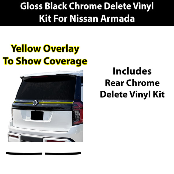 Nissan Armada 2025-2026 Blackout Chrome Delete Kit – Precut Gloss Black Vinyl Overlays Film