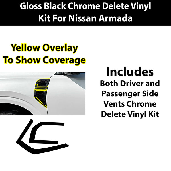 Nissan Armada 2025-2026 Blackout Chrome Delete Kit – Precut Gloss Black Vinyl Overlays Film