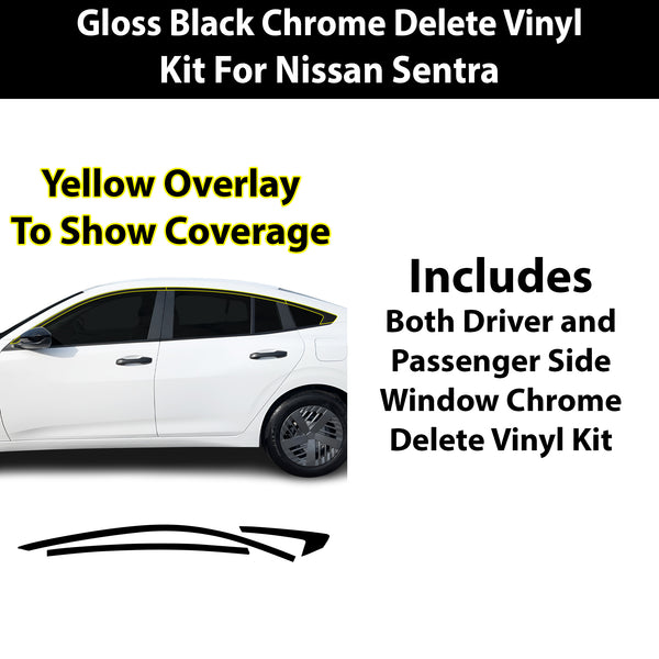 Nissan Sentra 2026+ Blackout Chrome Delete Kit – Precut Gloss Black Vinyl Overlays Film