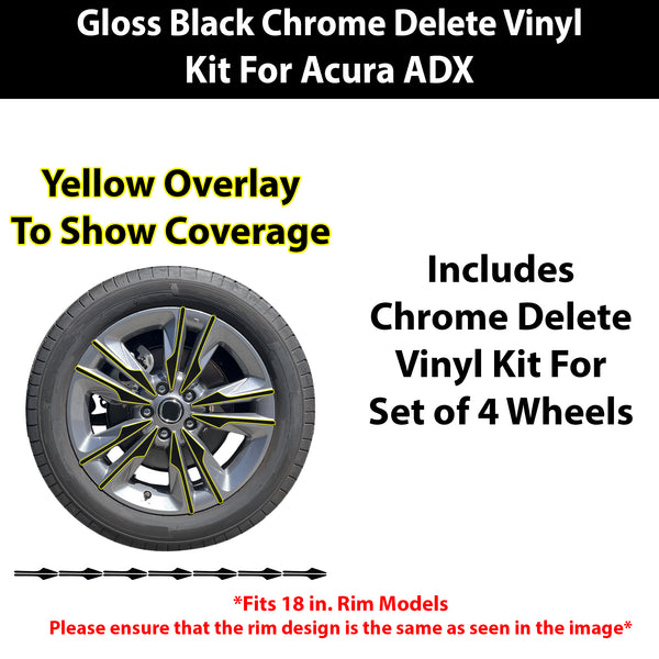 Acura ADX 2025-2026 Blackout Chrome Delete Kit – Precut Gloss Black Vinyl Overlays Film