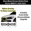 Fits BMW X1 Vinyl Chrome Delete Grille Blackout Decal Stickers Overlay Film