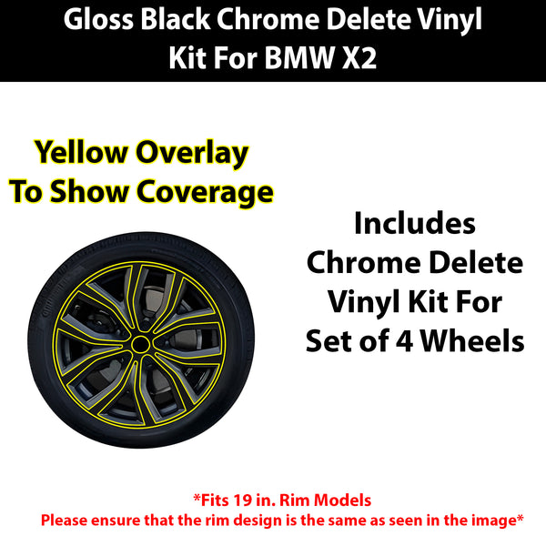 Fits BMW X2 2018-2023 Vinyl Chrome Delete Grille Blackout Decal Stickers Overlay Film