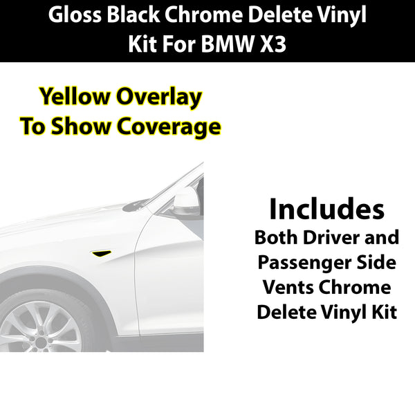 Fits BMW X3 2015-2017 Vinyl Chrome Delete Grille Blackout Decal Stickers Overlay Film
