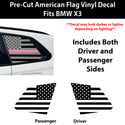 American Flag Quarter Window Decal for BMW X3 2025-2026 – Precut Matte Black Vinyl