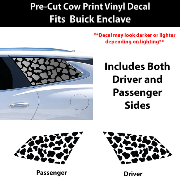 Fits Buick Enclave 2018-2024 Animal Leopard Cheetah Cow Window Vinyl Decal Stickers - Matte Black