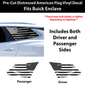Fits Buick Enclave 2018-2024 Quarter Window American Flag Vinyl Decal Stickers - Matte Black