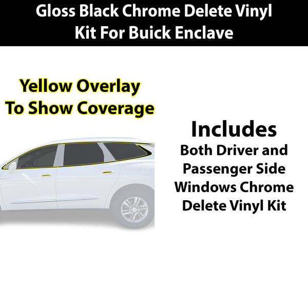 Fits Buick Enclave 2018-2021 Vinyl Chrome Delete Grille Blackout Decal Stickers Overlay Film