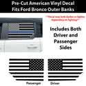 American Flag Window Vinyl Decal Stickers Fits Ford Bronco 4 Door 2021-2025Blue Red Pink Green Line