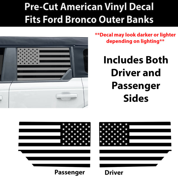 American Flag Window Vinyl Decal Stickers Fits Ford Bronco 4 Door 2021-2025Blue Red Pink Green Line