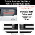 American Flag Window Vinyl Decal Stickers Fits Ford Bronco 4 Door 2021-2025Blue Red Pink Green Line