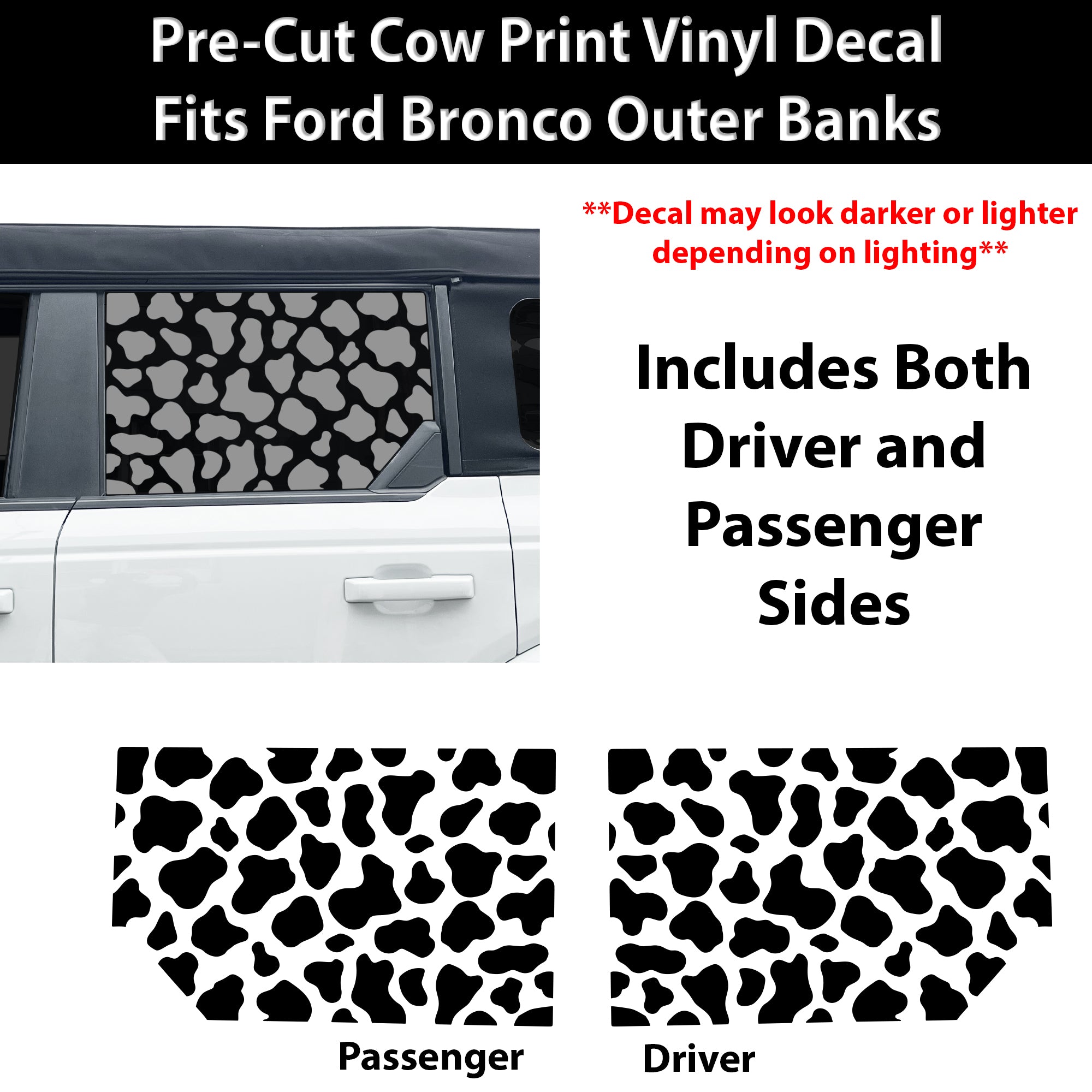 Animal Leopard Cow Paw Heart Window Vinyl Decal Stickers Fits Ford Bronco 4 Door 2021-2026