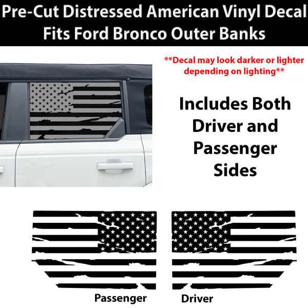 American Flag Window Vinyl Decal Stickers Fits Ford Bronco 4 Door 2021-2025Blue Red Pink Green Line