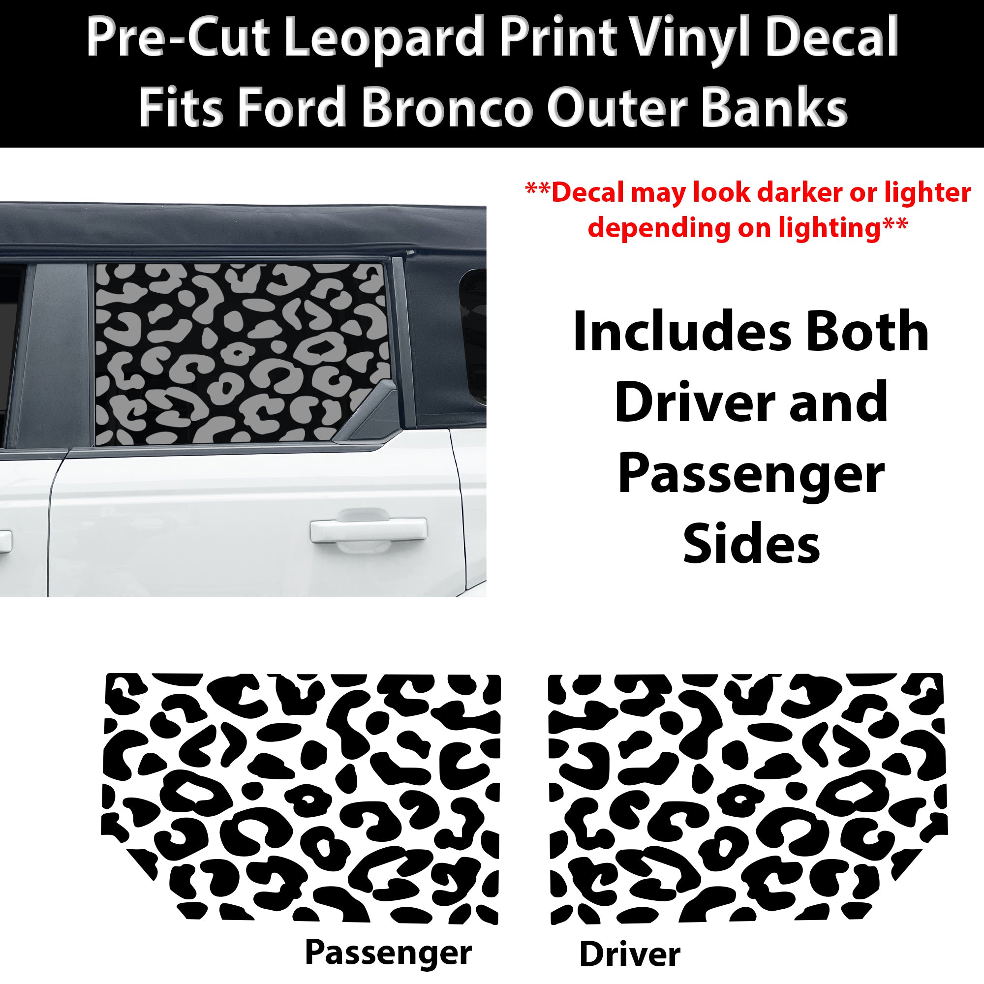 Animal Leopard Cow Paw Heart Window Vinyl Decal Stickers Fits Ford Bronco 4 Door 2021-2026