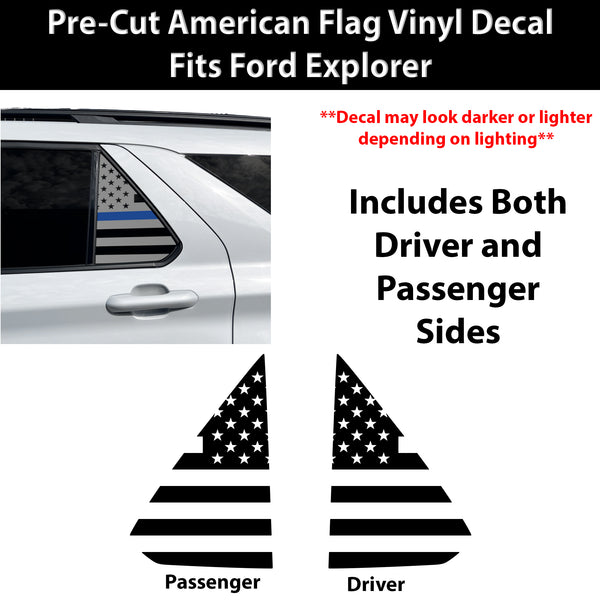 Precut American Flag Rear Side Quarter Window Decal Stickers Fits Ford Explorer 2020-2026