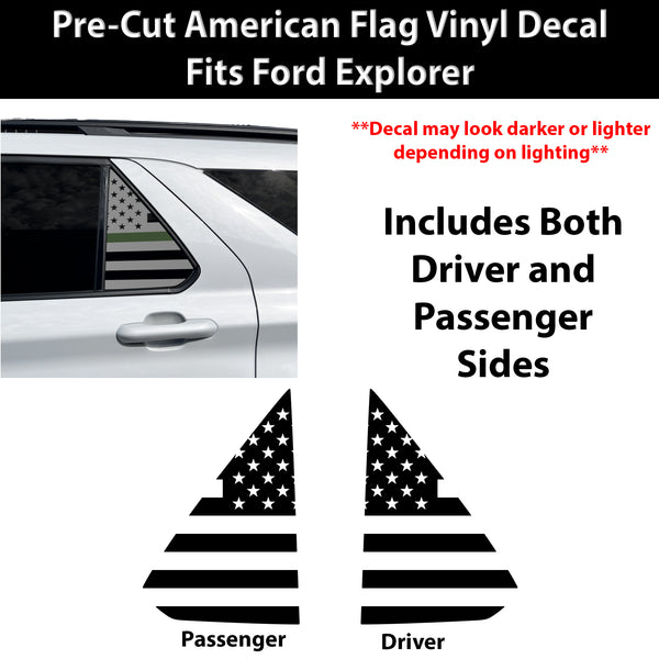 Precut American Flag Rear Side Quarter Window Decal Stickers Fits Ford Explorer 2020-2026