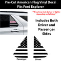 Precut American Flag Rear Side Quarter Window Decal Stickers Fits Ford Explorer 2020-2026
