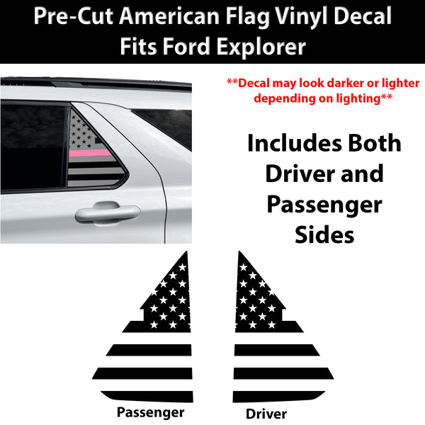 Precut American Flag Rear Side Quarter Window Decal Stickers Fits Ford Explorer 2020-2026