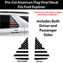 Precut American Flag Rear Side Quarter Window Decal Stickers Fits Ford Explorer 2020-2026