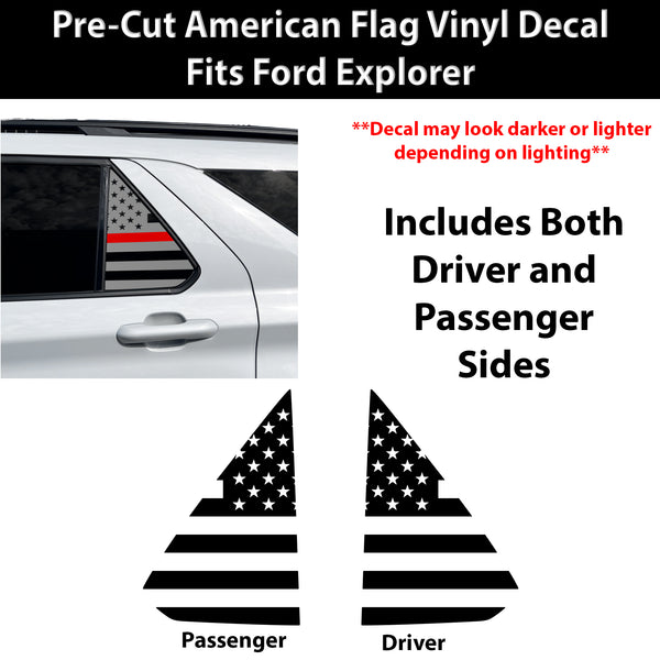 Precut American Flag Rear Side Quarter Window Decal Stickers Fits Ford Explorer 2020-2026