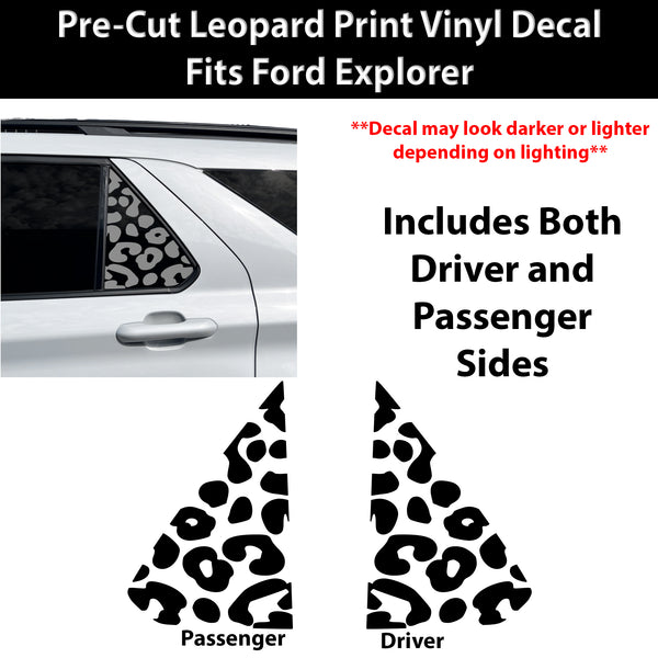 Precut Leopard Cheetah Print Rear Side Quarter Window Decal Stickers Fits Ford Explorer 2020-2026