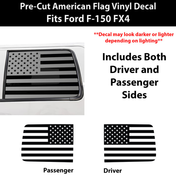 American Flag Rear Window Decal for Ford F150 2009-2014 – Precut Matte Black Vinyl