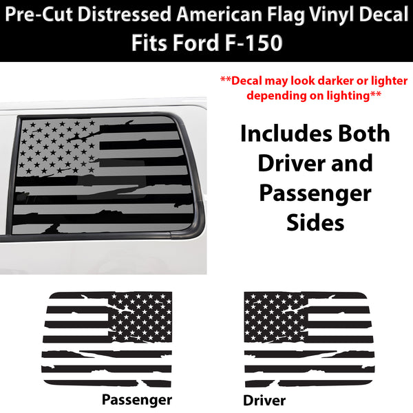 American Flag Rear Window Decal for Ford F150 2009-2014 – Precut Matte Black Vinyl