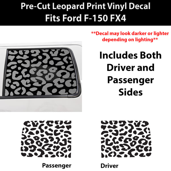Animal Leopard Cheetah Rear Window Windshield Vinyl Decal Stickers Fits Ford F150 SuperCrew Cab 2009-2014